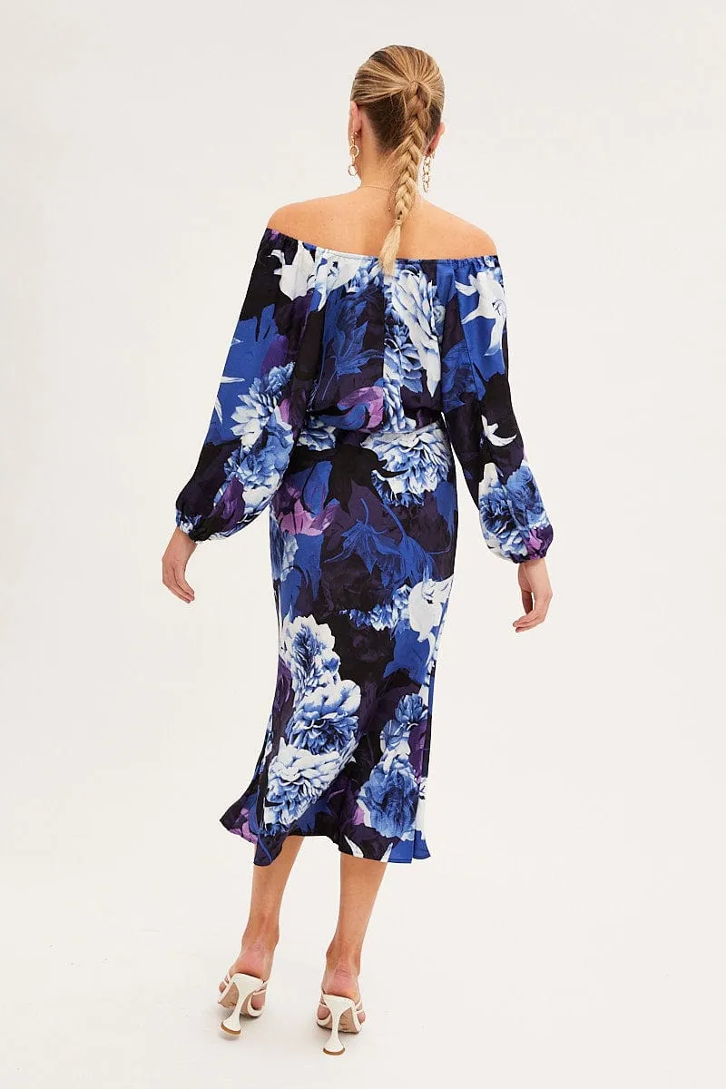 Outfit Vibes flowy silhouette Abstract Print Slip Skirt Midi Satin