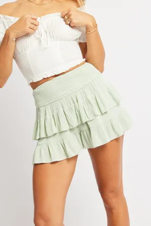Green Skort Skirt Mini Elasticated Waist Must Have Feature Playful Vibe