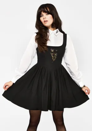 Eco Friendly Fabric Edge Warm Despair Thistle Embroidered Corset Bodice Pleated Mini Dress