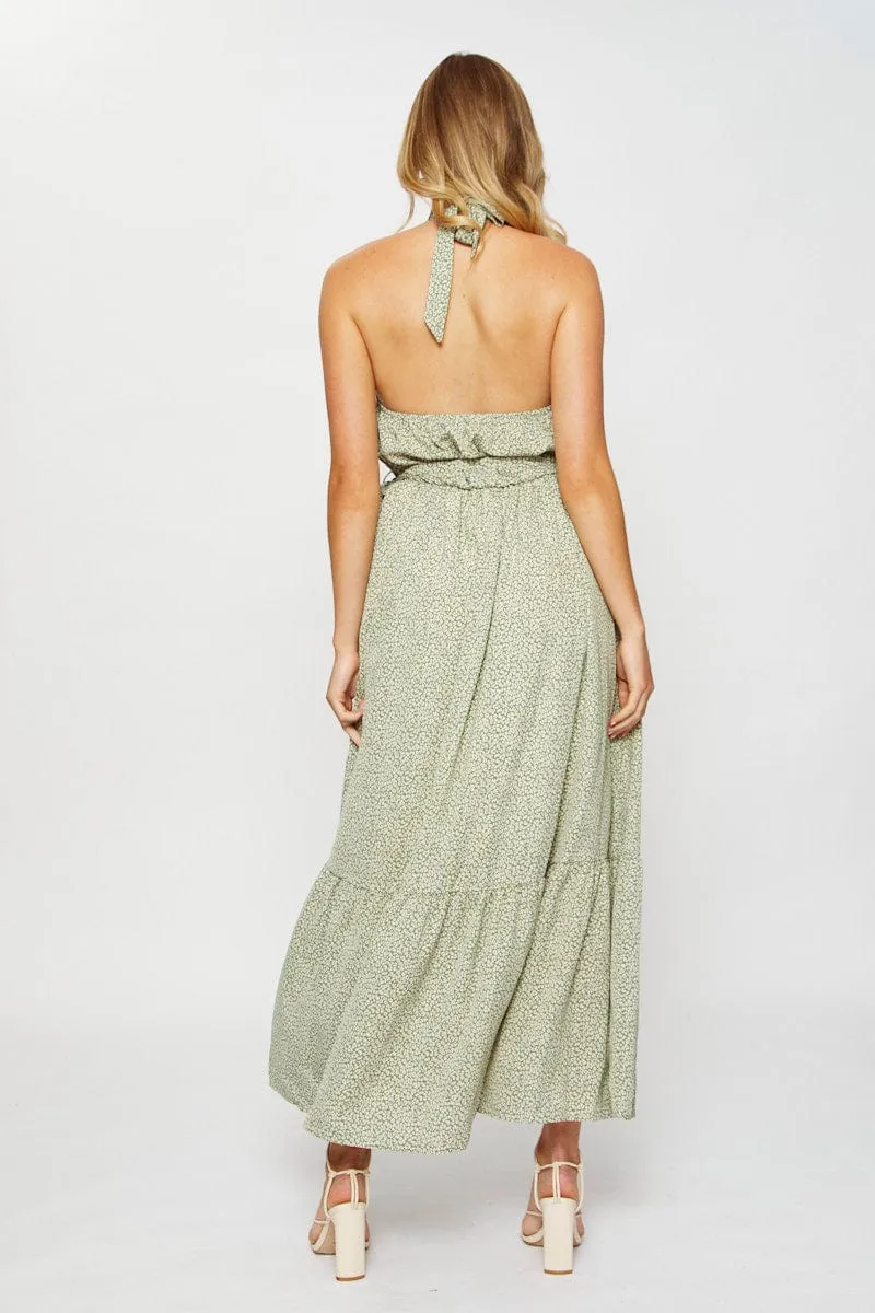Geo Print Maxi Dress Halter Neck Sailing Day