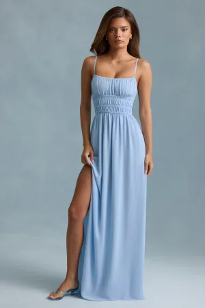 Shirred Camisole Maxi Dress in Sky Blue This dress offers both style and practicality ensuring you always look your best