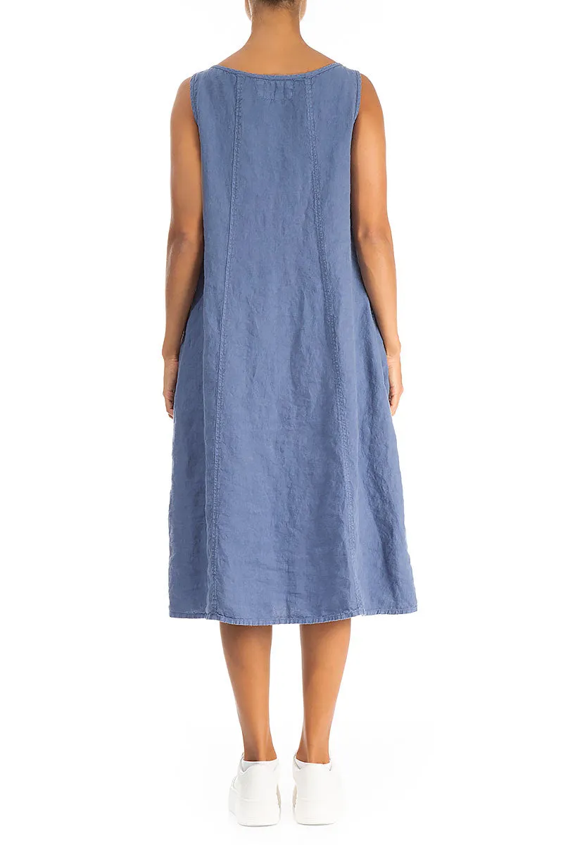 Sleeveless Blue Nova Linen Dress Street Edge Stylish Fashion