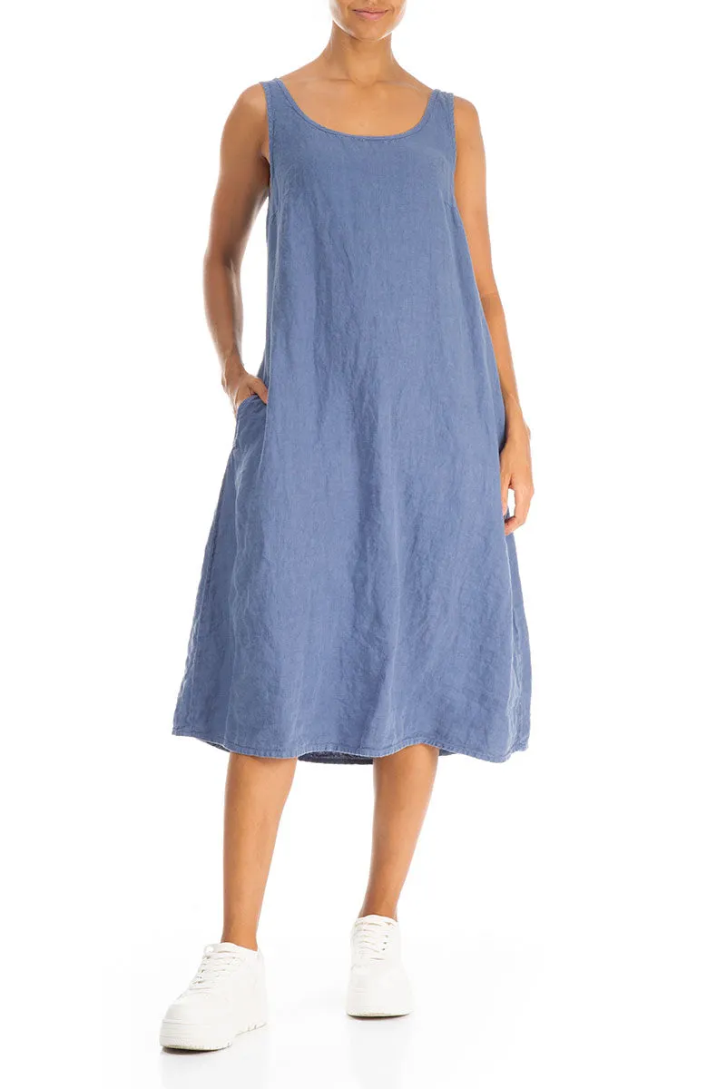 Sleeveless Blue Nova Linen Dress Hero Tale Smooth Yarn