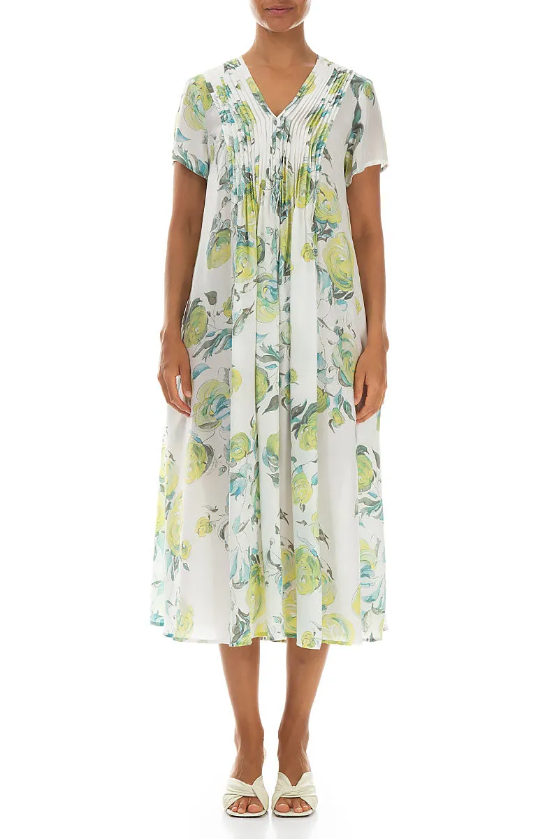 Romantic Lime Rose Silk Bamboo Dress NonBindingEdges Smooth Yarn