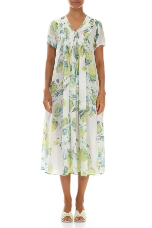Casual Day Romantic Lime Rose Silk Bamboo Dress