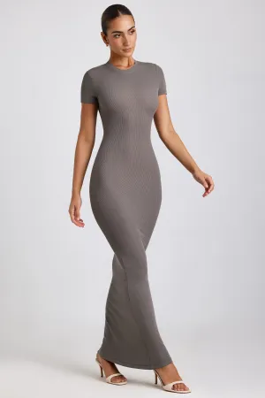 Ribbed Modal Maxi Dress in Grey Fantasy Touch Stripe Flow