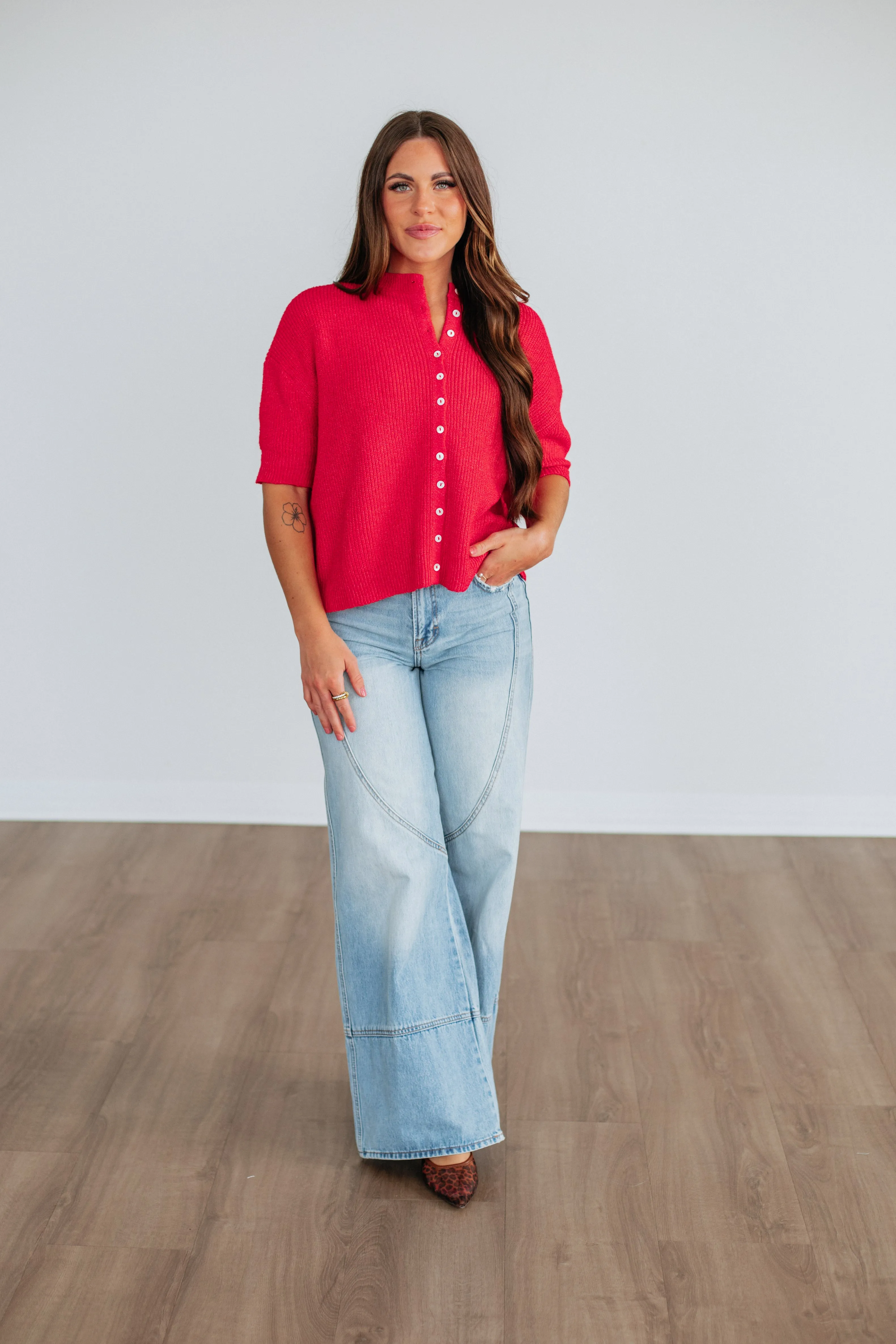 Low Impact Production Auden Sweater Top - Cherry