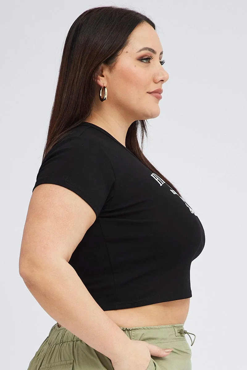All-Season Wear Black Baby T-shirt Short Sleeve Crew Neck
