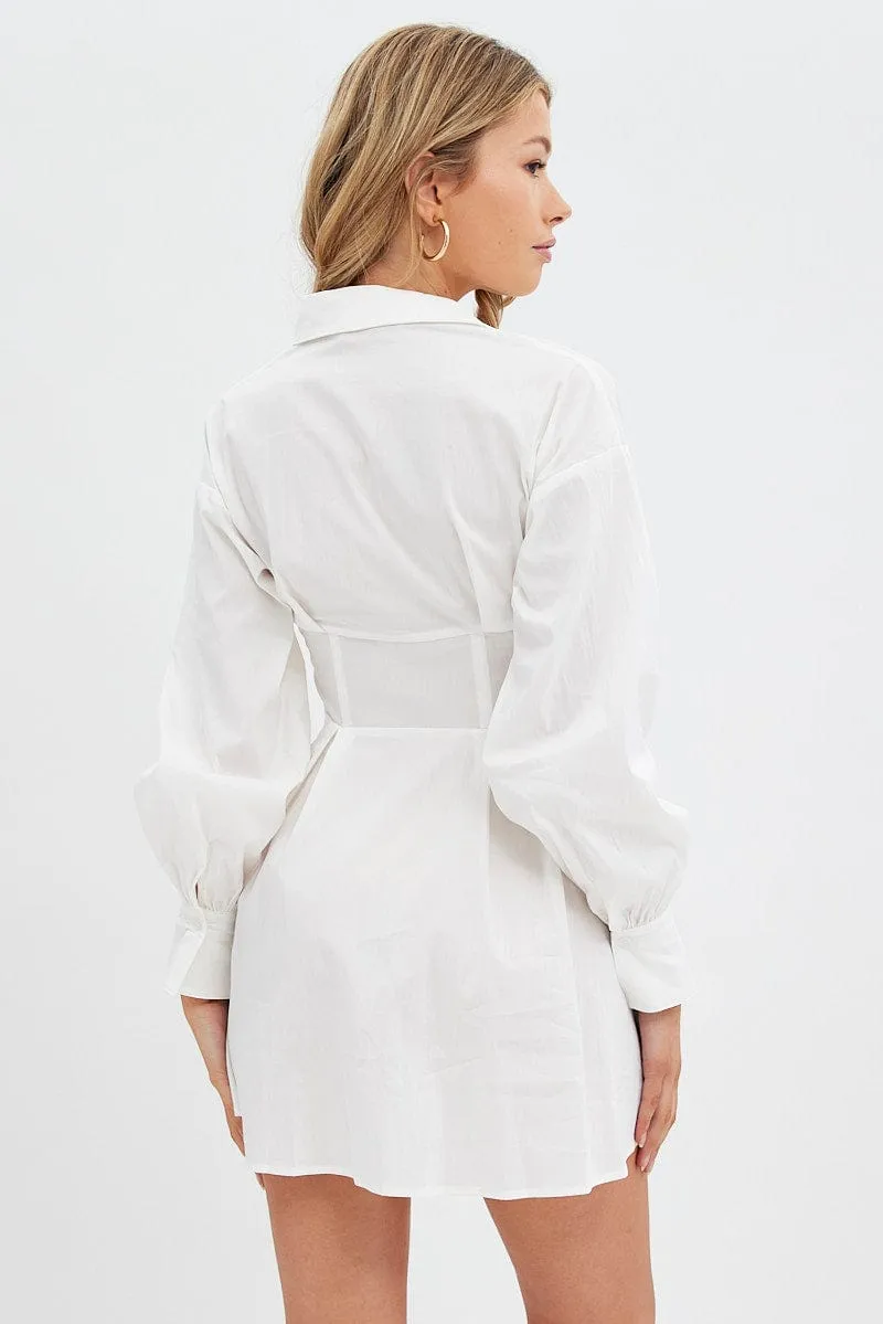 Velvet Soul Semi Formal White Shirts Dress Long Sleeve Poplin