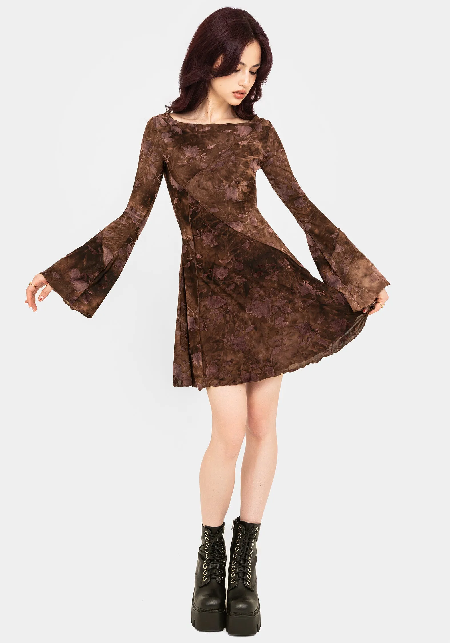 Serenade Long Sleeve Floral Mini Dress Chic Prints