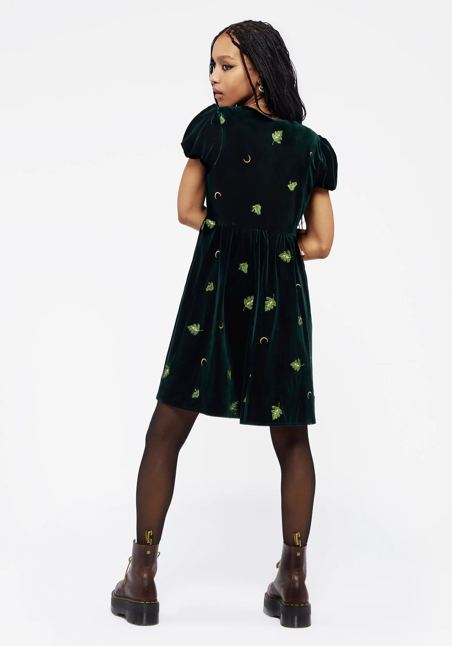 Swamplife Frog Embroidered Velour Button Up Mini Dress Casual yet chic piece