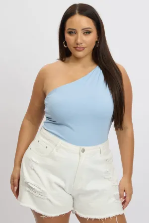 Blue Bodysuit One Shoulder Fresh Ease