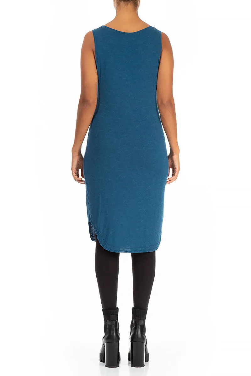 MoistureManagementSystem Winter Fashion Sleeveless Blue Viscose Angora Dress