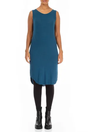 Gentle Breeze Sleeveless Blue Viscose Angora Dress