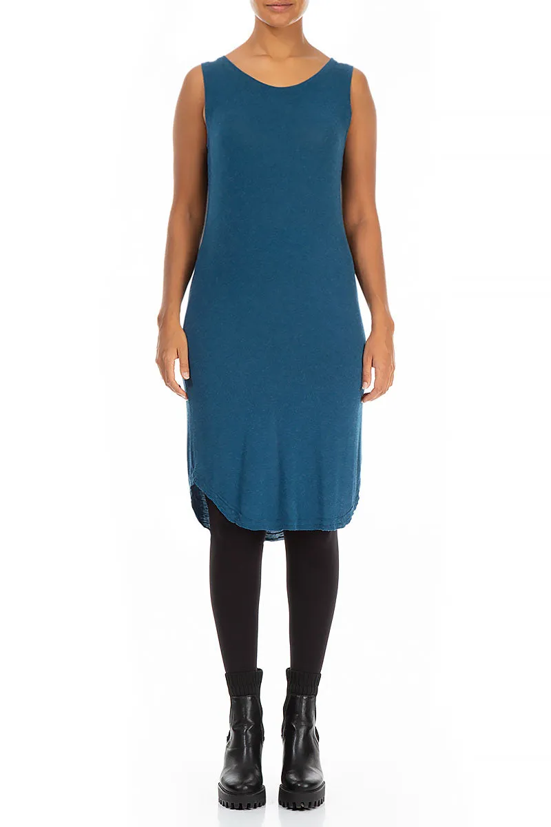 HighElasticity Fiber EcoDye Process Sleeveless Blue Viscose Angora Dress