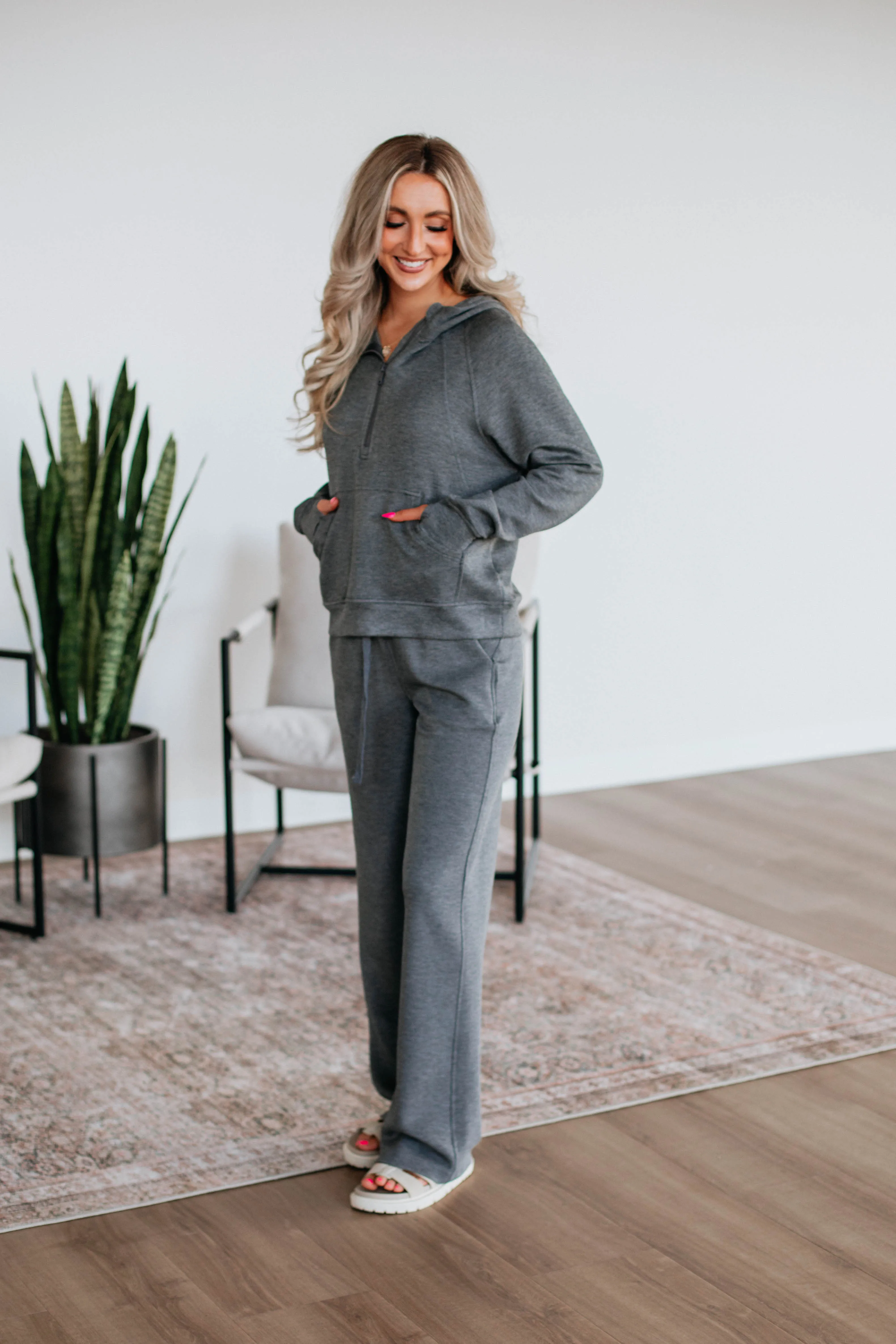 Reflective accents Aubrie Half-Zip Pullover - Charcoal