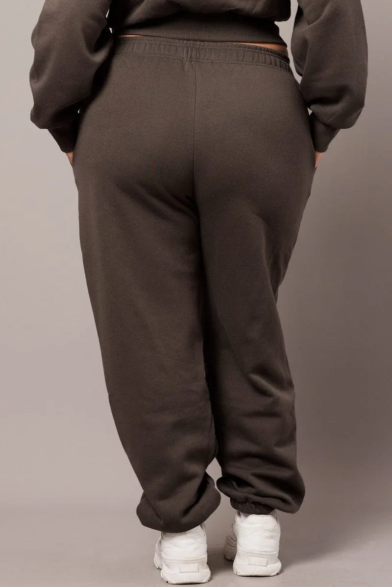 Grey Track Pants High Rise Cozy Layer Odor Resistant Treatment