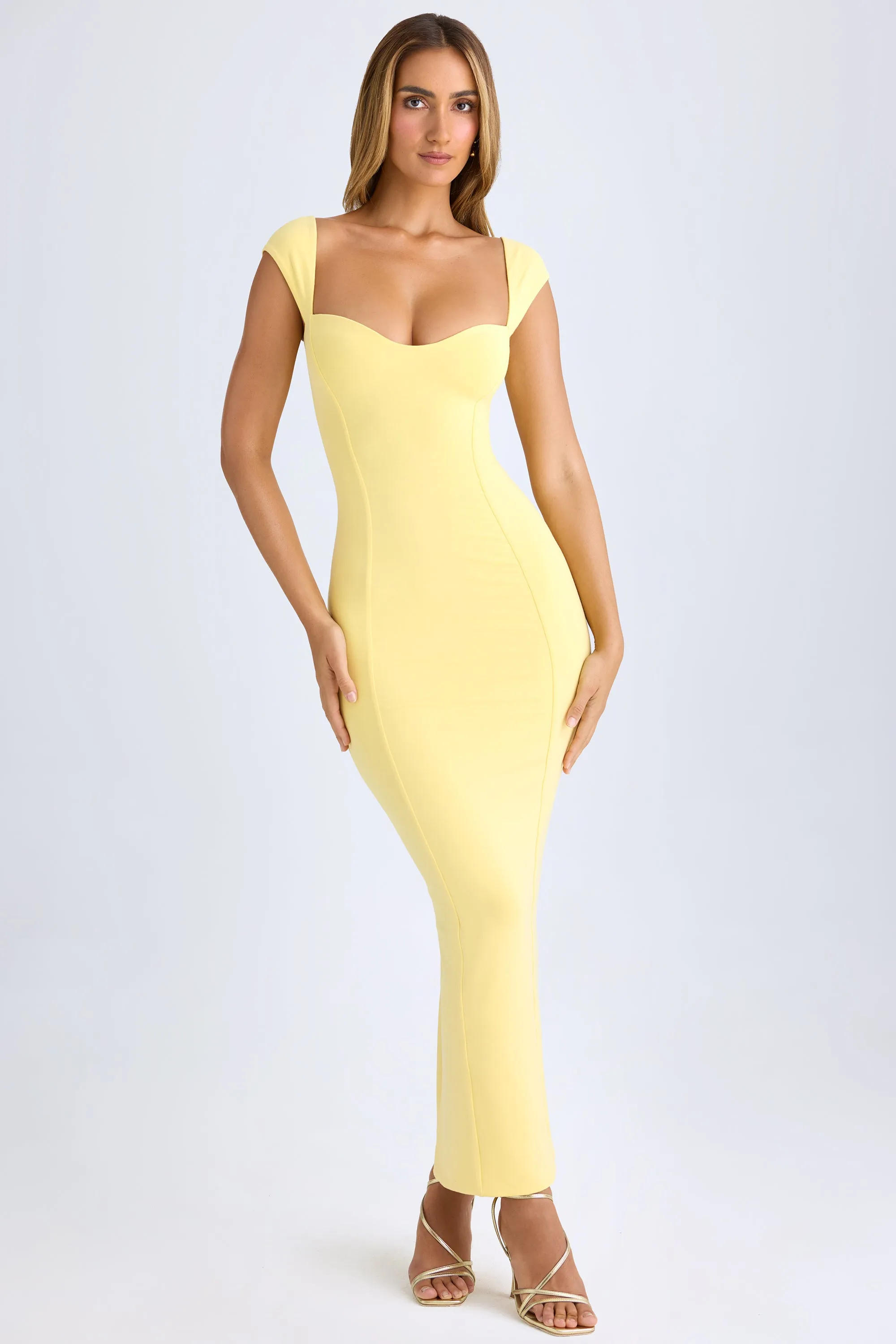 Poetic Move Vibrant boho dress Sweetheart Neckline Maxi Dress in Lemon Sherbet