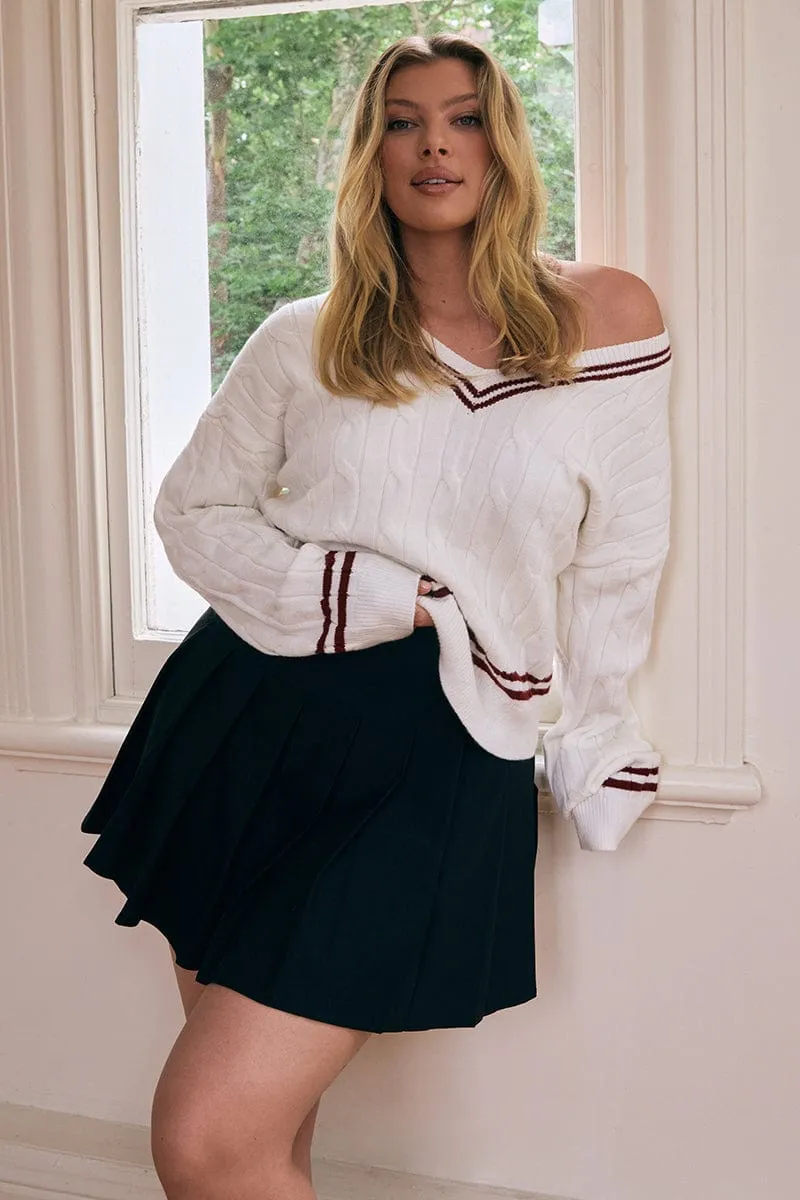 Black Pleated Tennis Skirt Skorts Frayed Finish casual finish