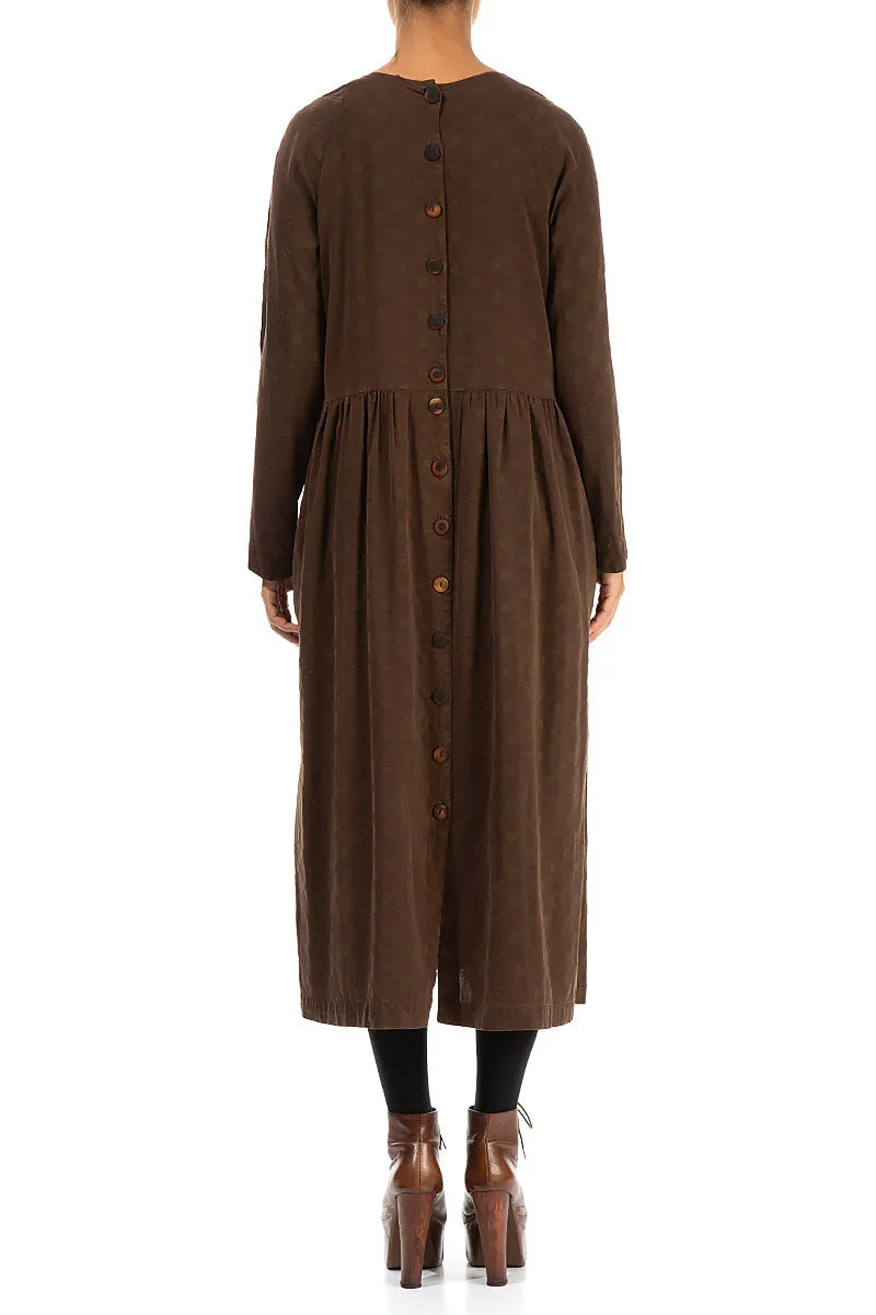 Buttoned Back Dotty Black Olive Silk Dress AirflowOptimized NoSlipGrip