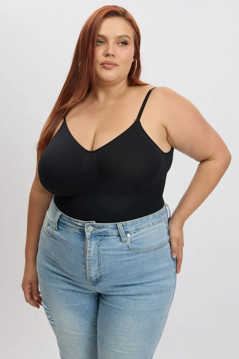 Black Seamless Backless Sculpting Bodysuit QuickRelease Closure