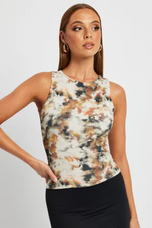 DurableStitching Brown Abstract Supersoft Tank Sleeveless