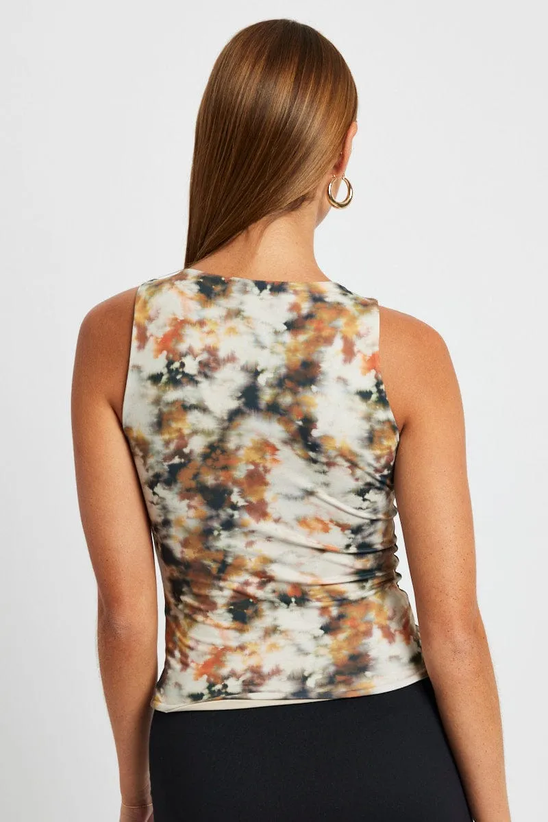 Coastal Chic Brown Abstract Supersoft Tank Sleeveless