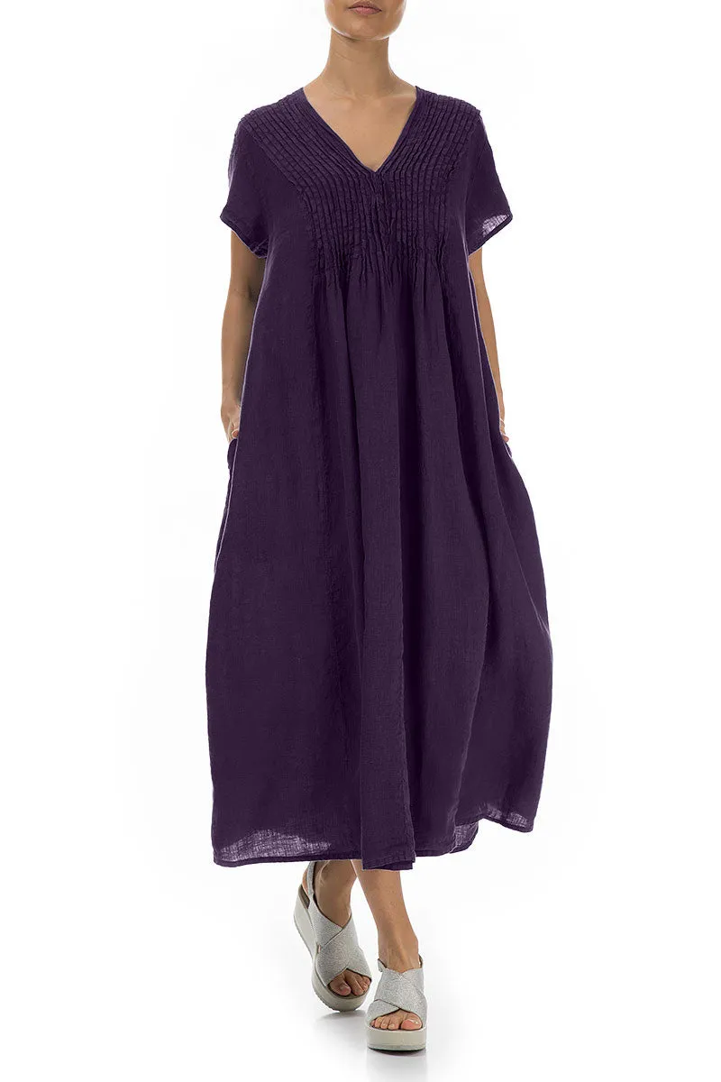 Semi Formal Romantic Royal Purple Linen Dress