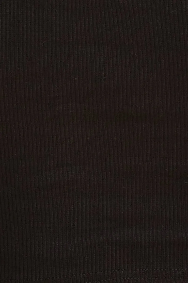 FadeResistant Dye Black Cropped Tank Cotton Blend Rib Racer Back