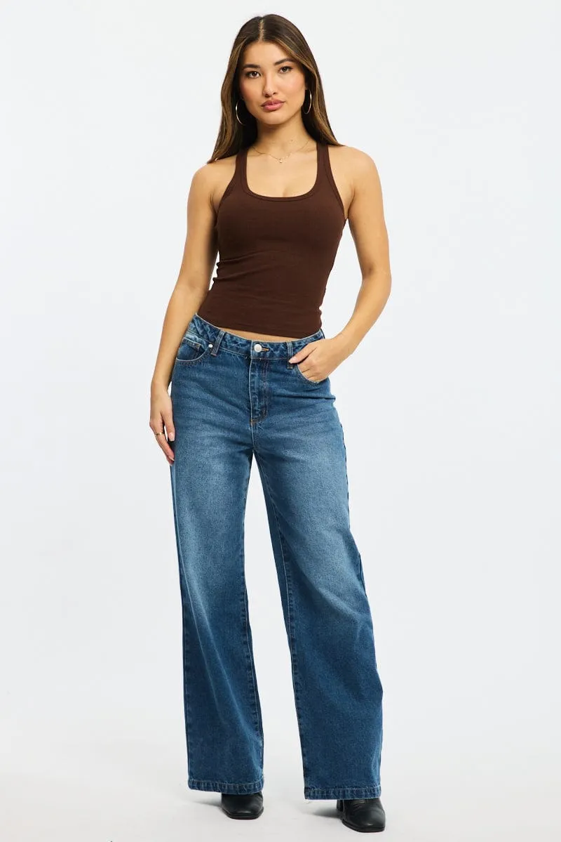 Brown Tank Sleeveless Clear Tone