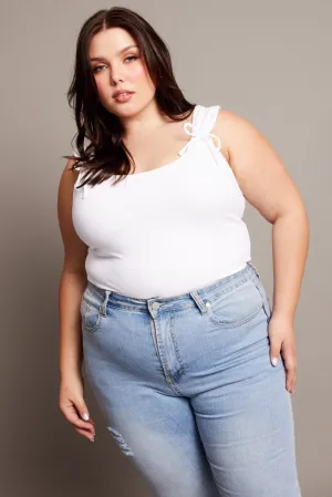 Light Fabric AdjustableHemline White Tank Top Supersoft