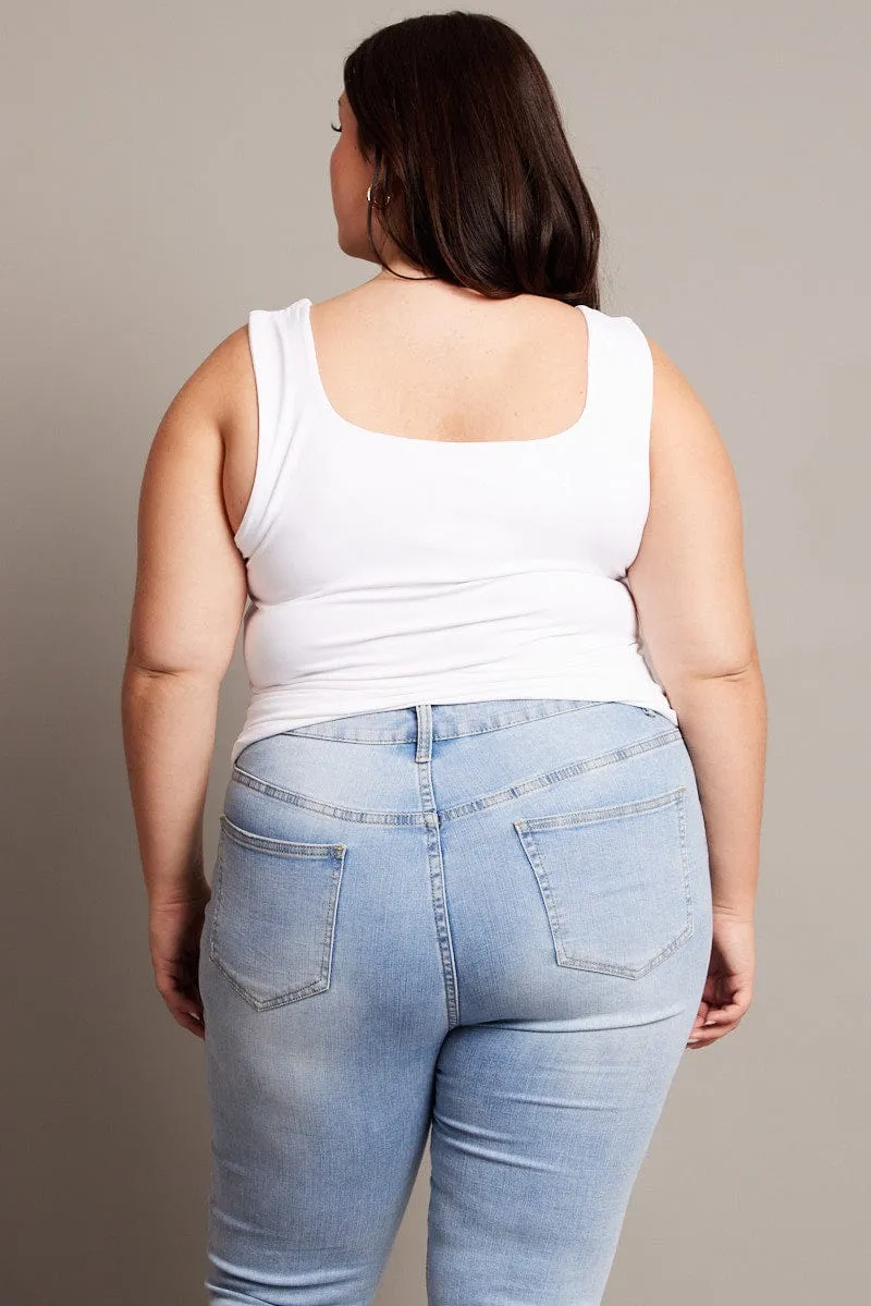 FlexibleElasticity White Tank Top Supersoft
