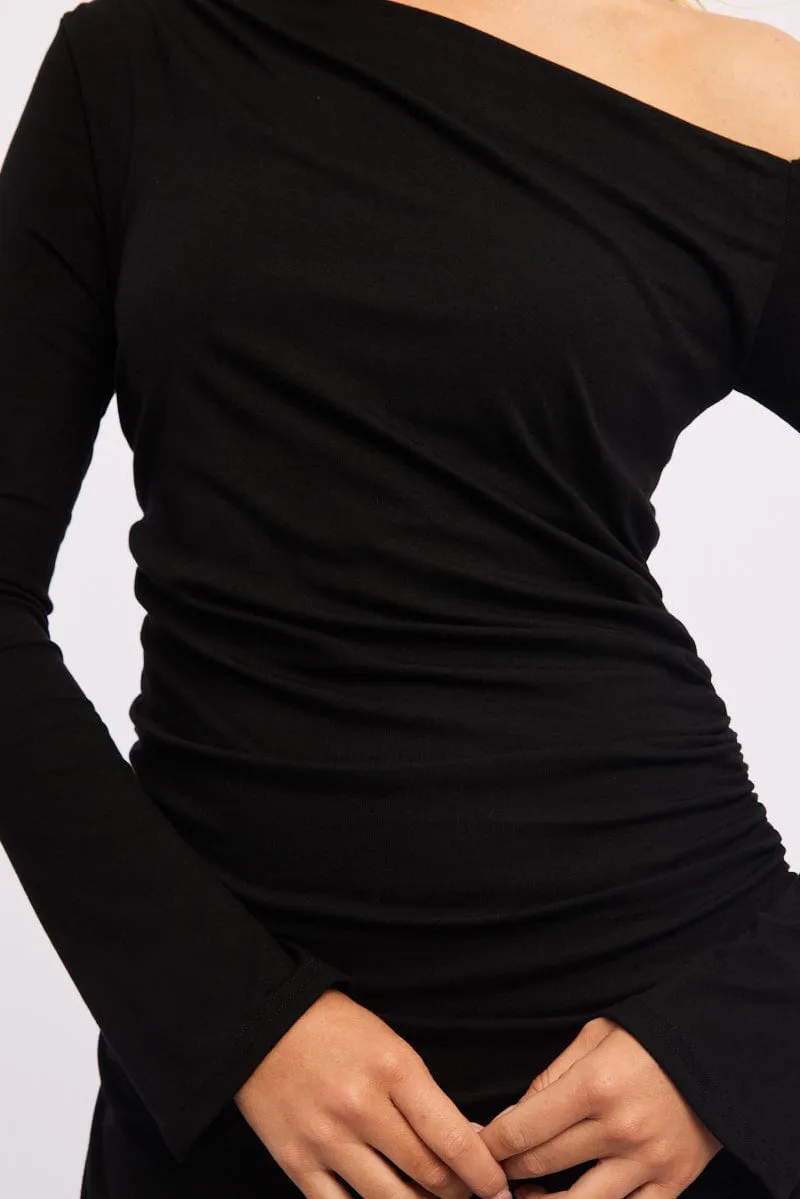 Urban Fresh Black Off Shoulder Mini Dress Long Sleeve