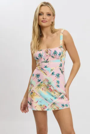 Multi Abstract Mini Dress Sleeveless Party Soft
