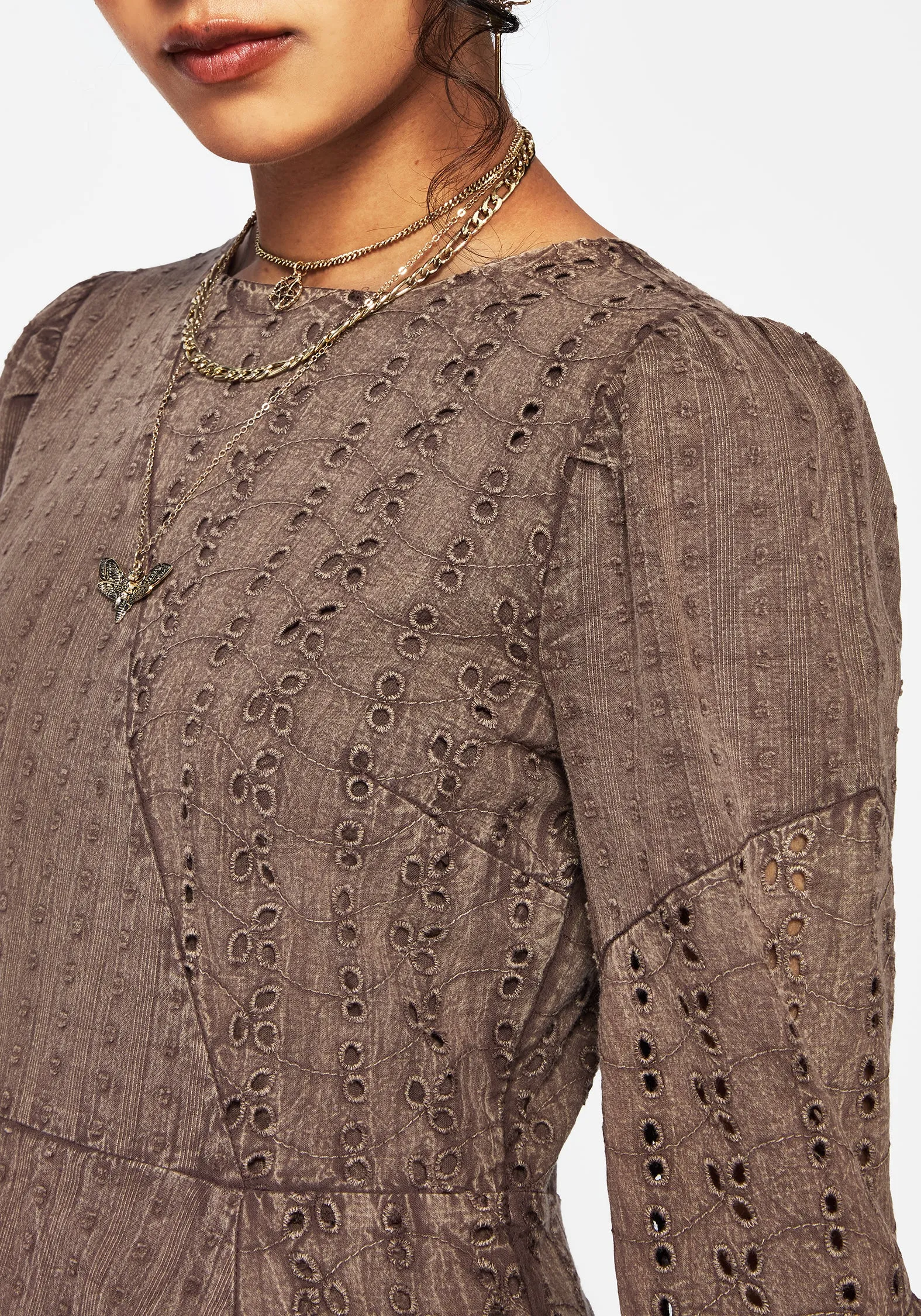 Weekend Comfort Summerisle Cotton Broderie Detail Mini Smock Dress