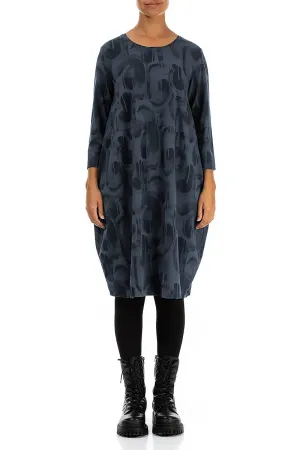 Balloon Slate Blue Paintwave Cotton Dress Comfort Design