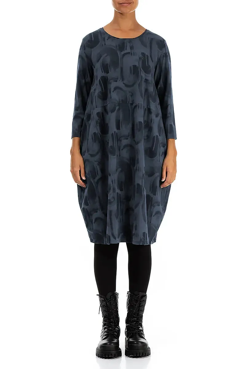 Balloon Slate Blue Paintwave Cotton Dress Comfort Design