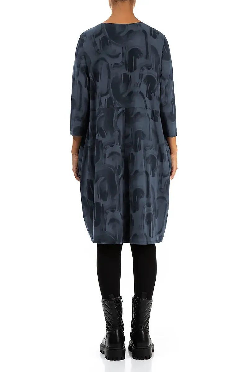 Balloon Slate Blue Paintwave Cotton Dress Dance Flow