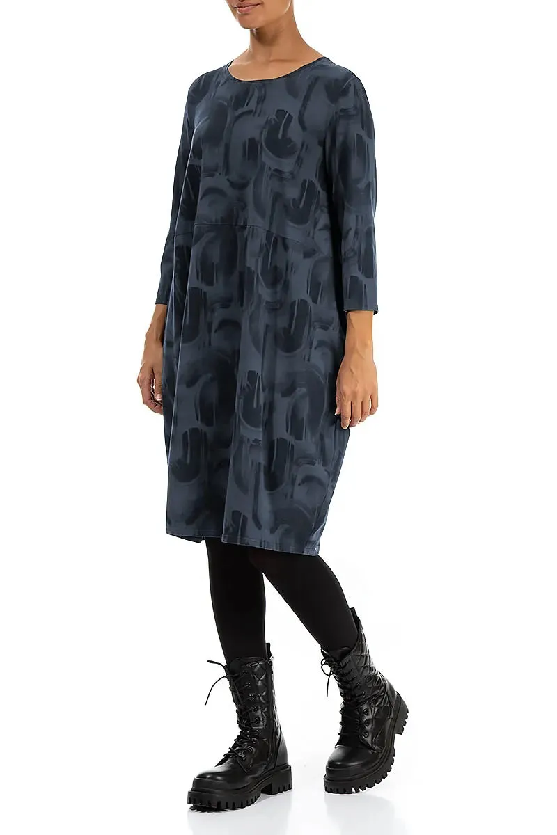 Comfortable Hoodie Cool Edge Balloon Slate Blue Paintwave Cotton Dress