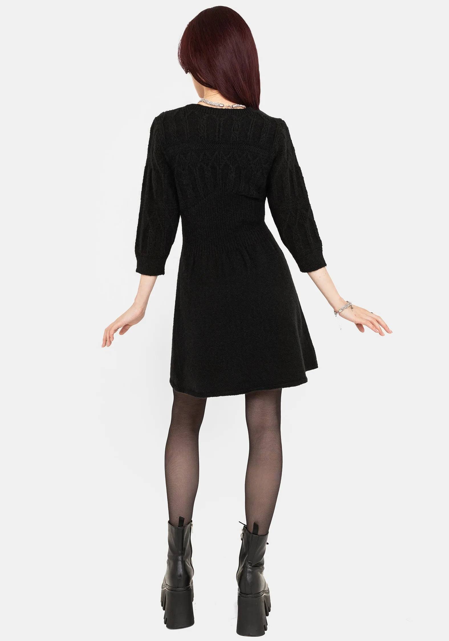 Ritual Gothic Architecture Cable Knit Mini Dress Glow Mode