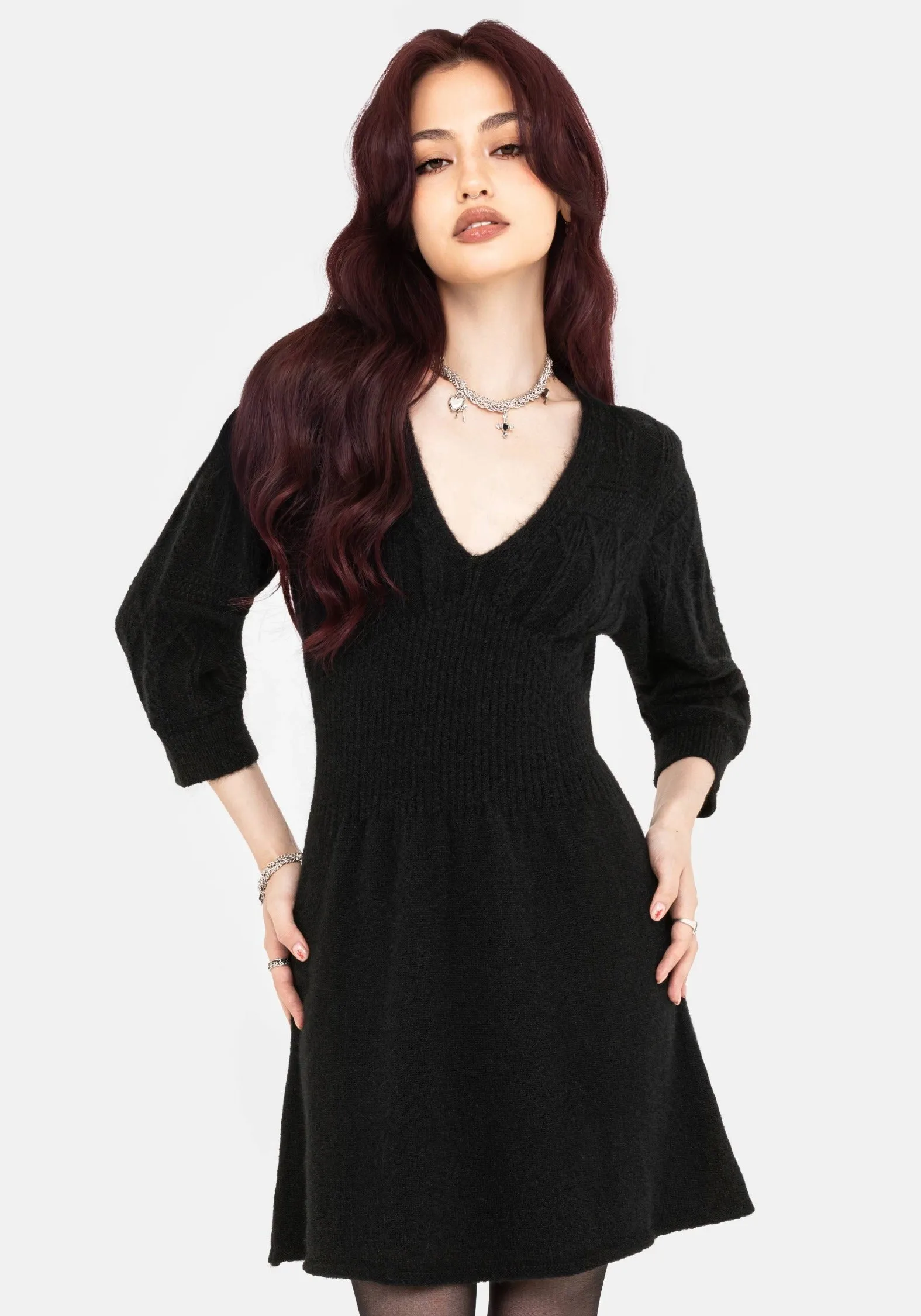 Ritual Gothic Architecture Cable Knit Mini Dress Confident Wear
