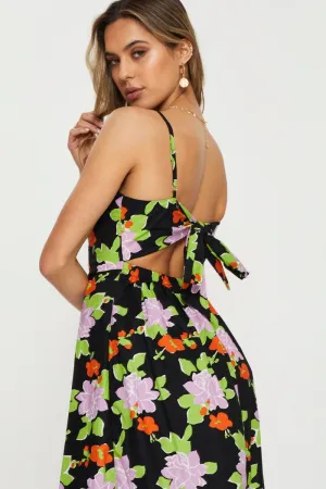 Gathered Waist Technique Print A Line Dress Mini