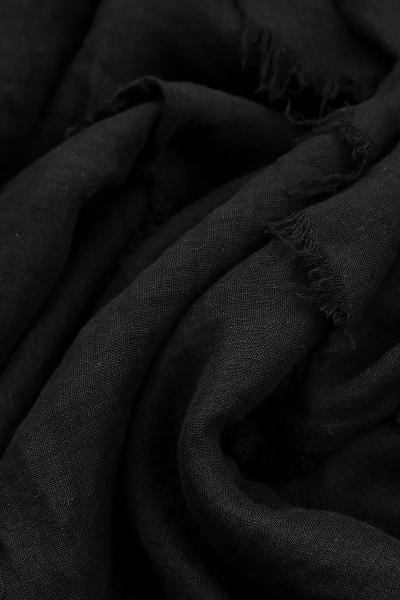 Accessory Fashion Maxi Black Gauze Linen Dress