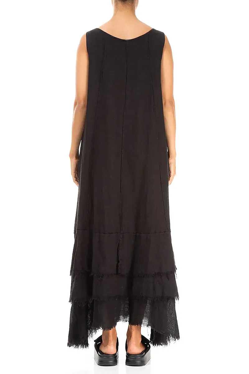 Moon Cool Urban Cool Maxi Black Gauze Linen Dress