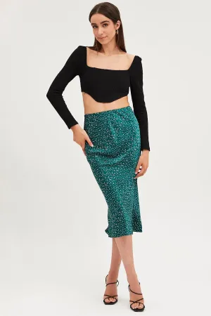 Gentle Vibe Polka Dot Slip Skirt Midi Satin