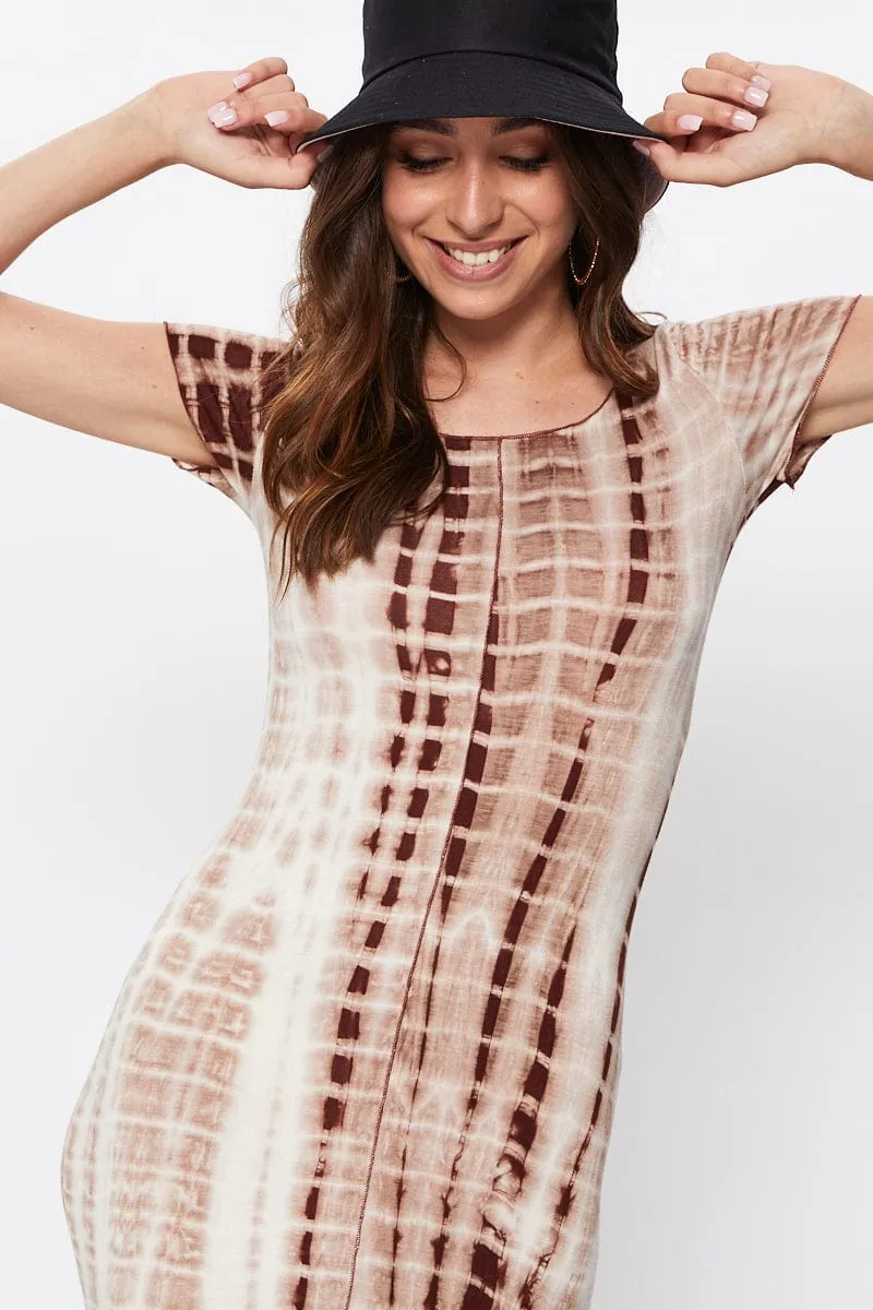 Print Tie Dye Overlocked Bodycon Dress StaticFree Lining