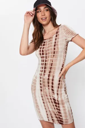 StretchFit Smart Casual Print Tie Dye Overlocked Bodycon Dress