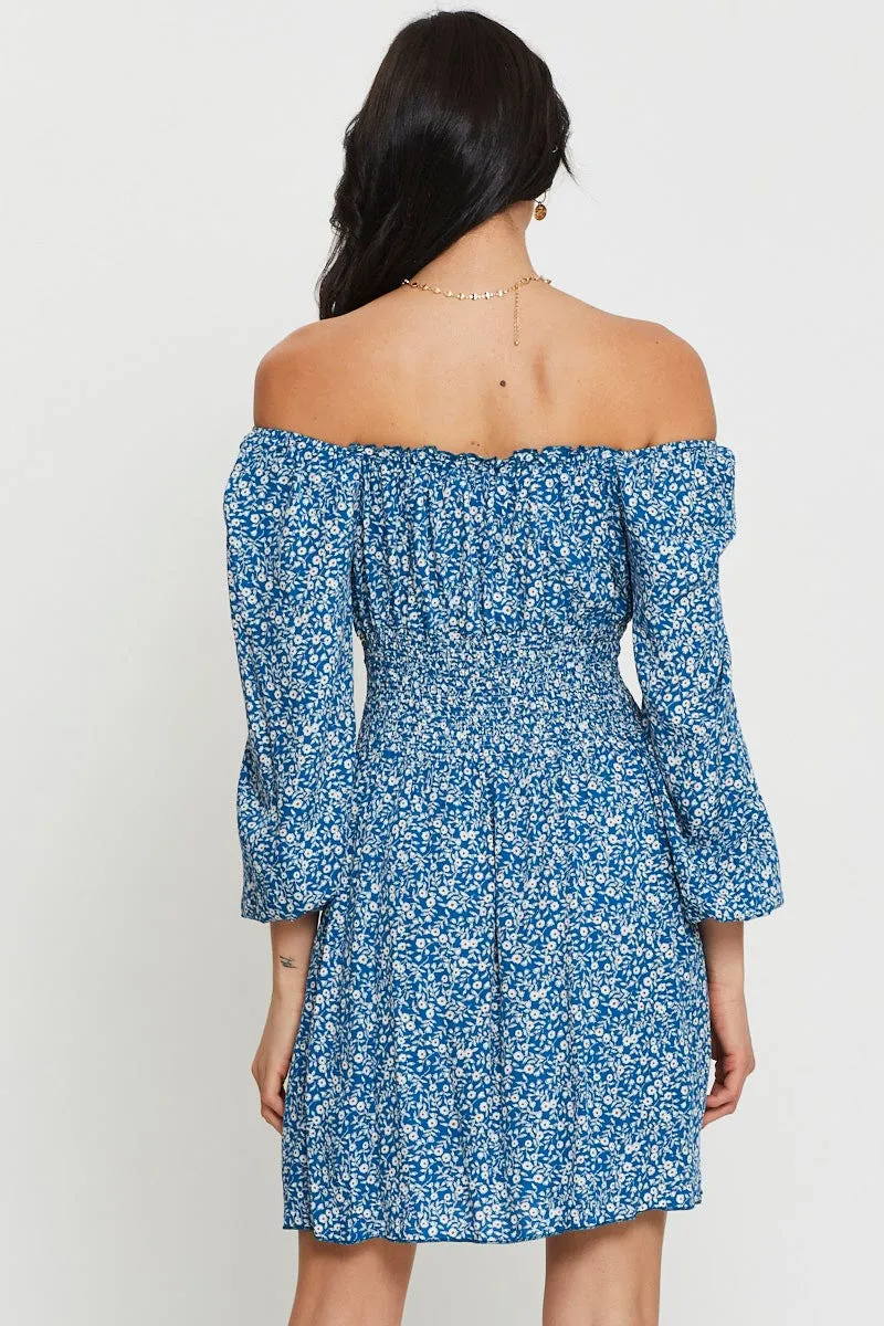 elegant design Vibrant Chic Wear Print Mini Dress Off Shoulder