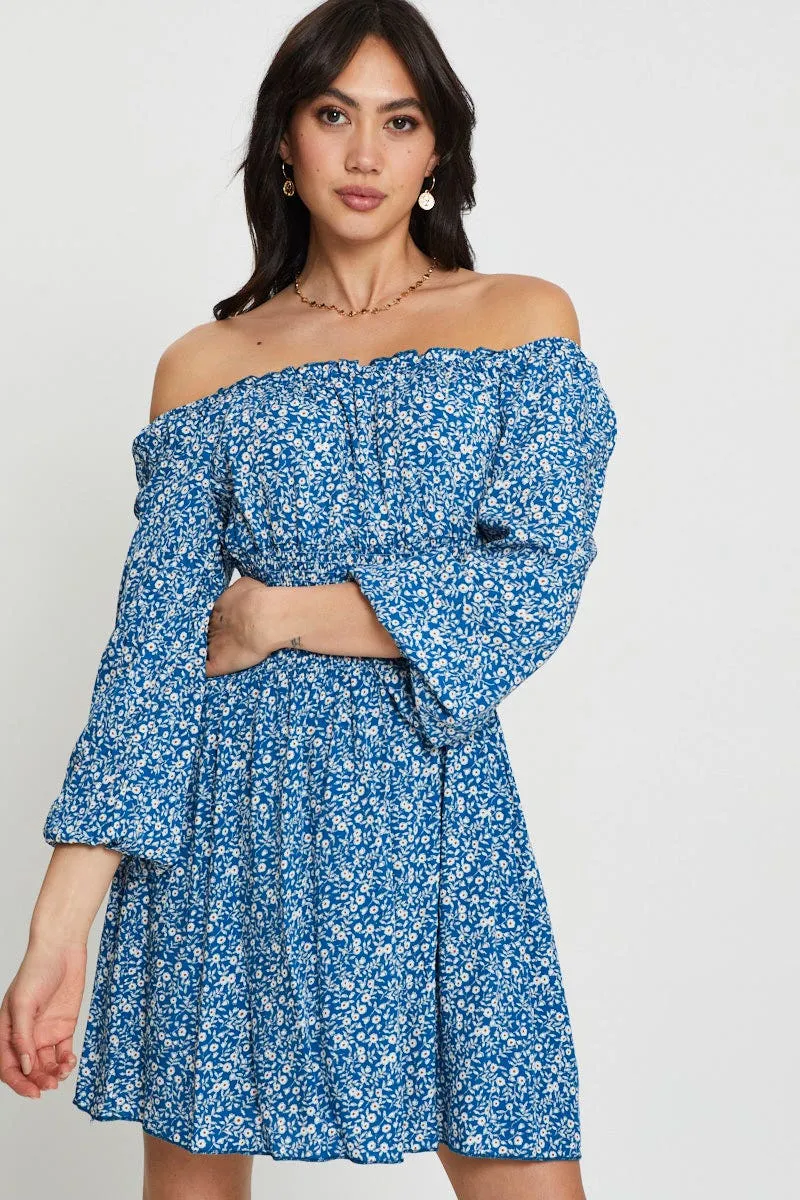 Urban Glow Print Mini Dress Off Shoulder