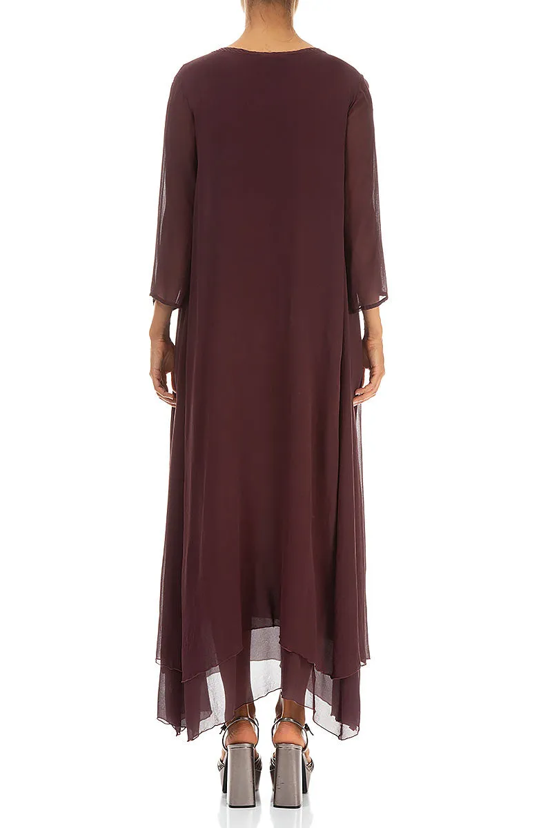 NoSlipWaistband Busy Glow Burgundy Layered Silk Maxi Dress